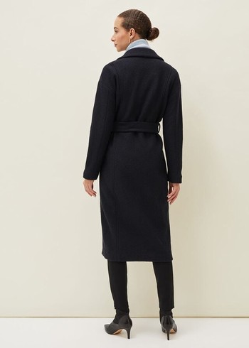 Phase Eight Carlotta Wrap Wool Coats Navy Australia | LE8064731